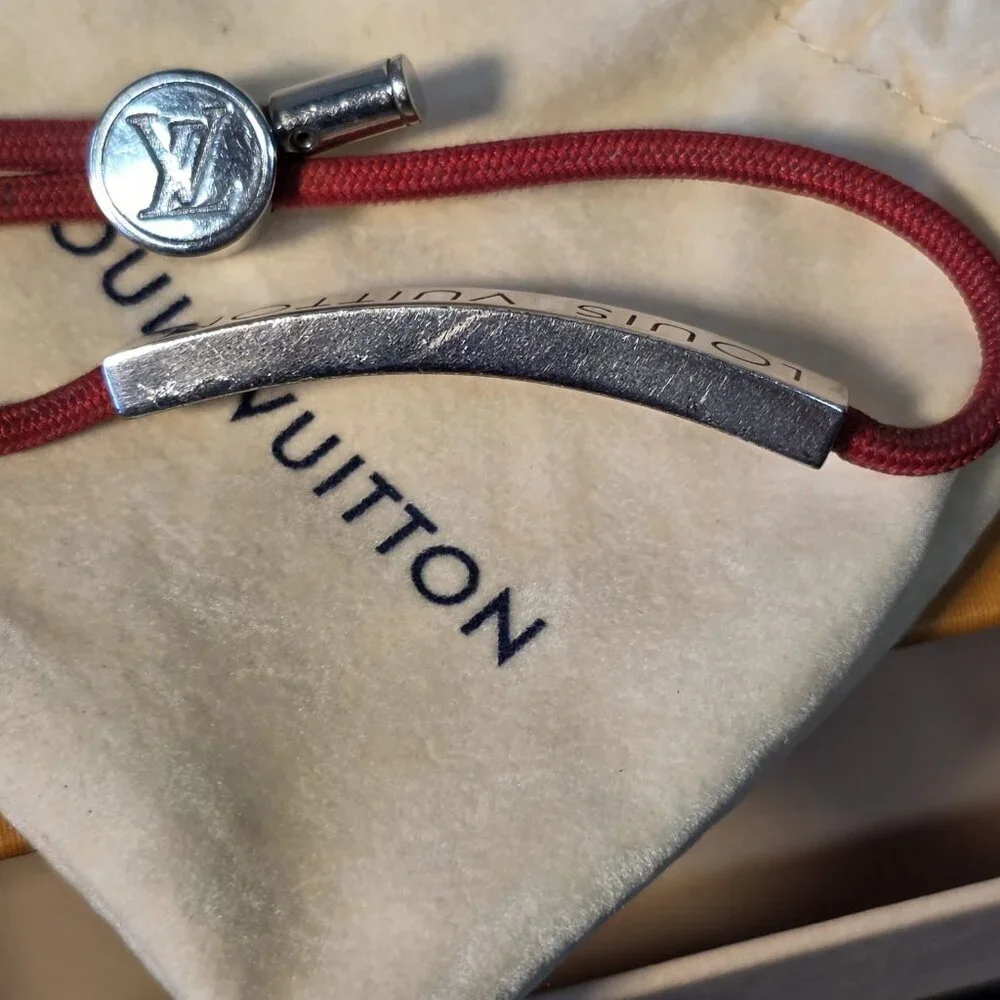 Louis Vuitton Adjustable Bracelet Space Lv M67418 Red W/ Cover & Box